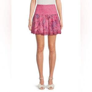Hemant & Nandita Floral Smocked Mini Skirt